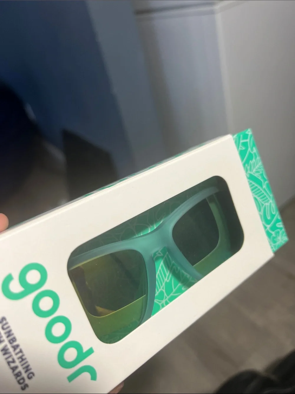 Goodr Teal Frame Sunglasses with Yellow Mirrored Lenses